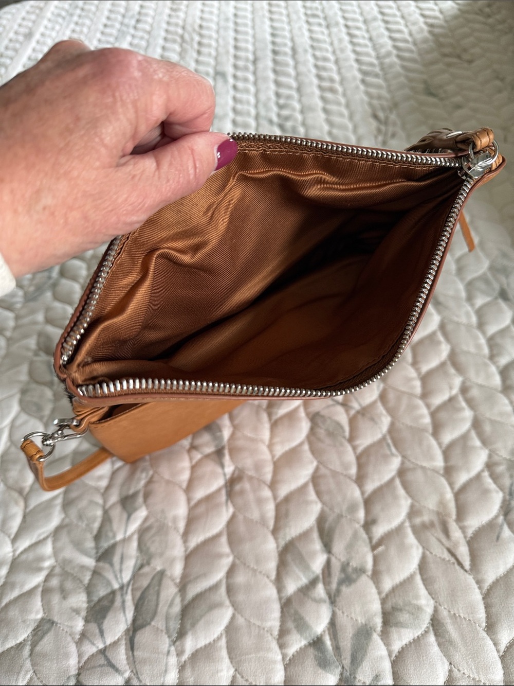 Brown & White Haircalf Crossbody Bag with Tan Leather Trim - Picture 4 of 4